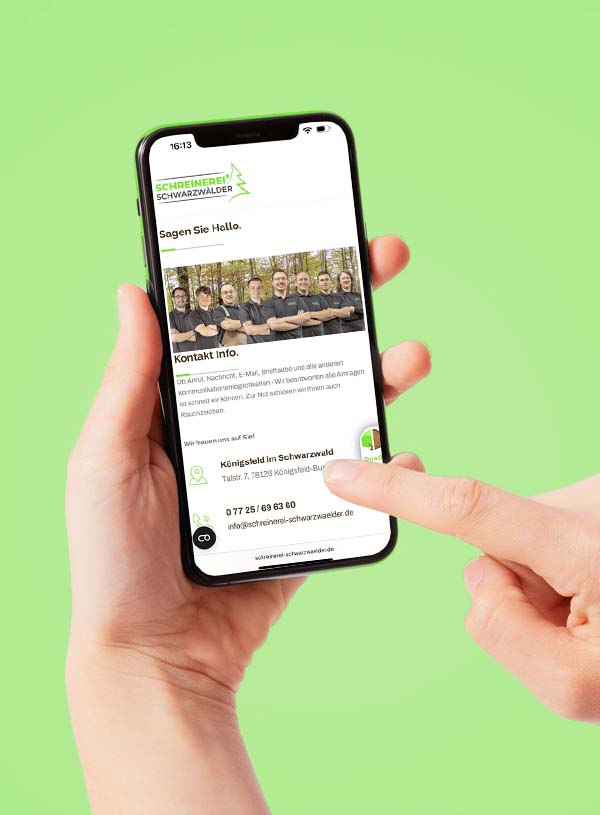 website mit seo für einen schreiner mobile website